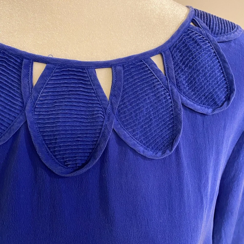J Crew Elegant Royal Blue Women's Blouse with 3/4 sleeves size 10
